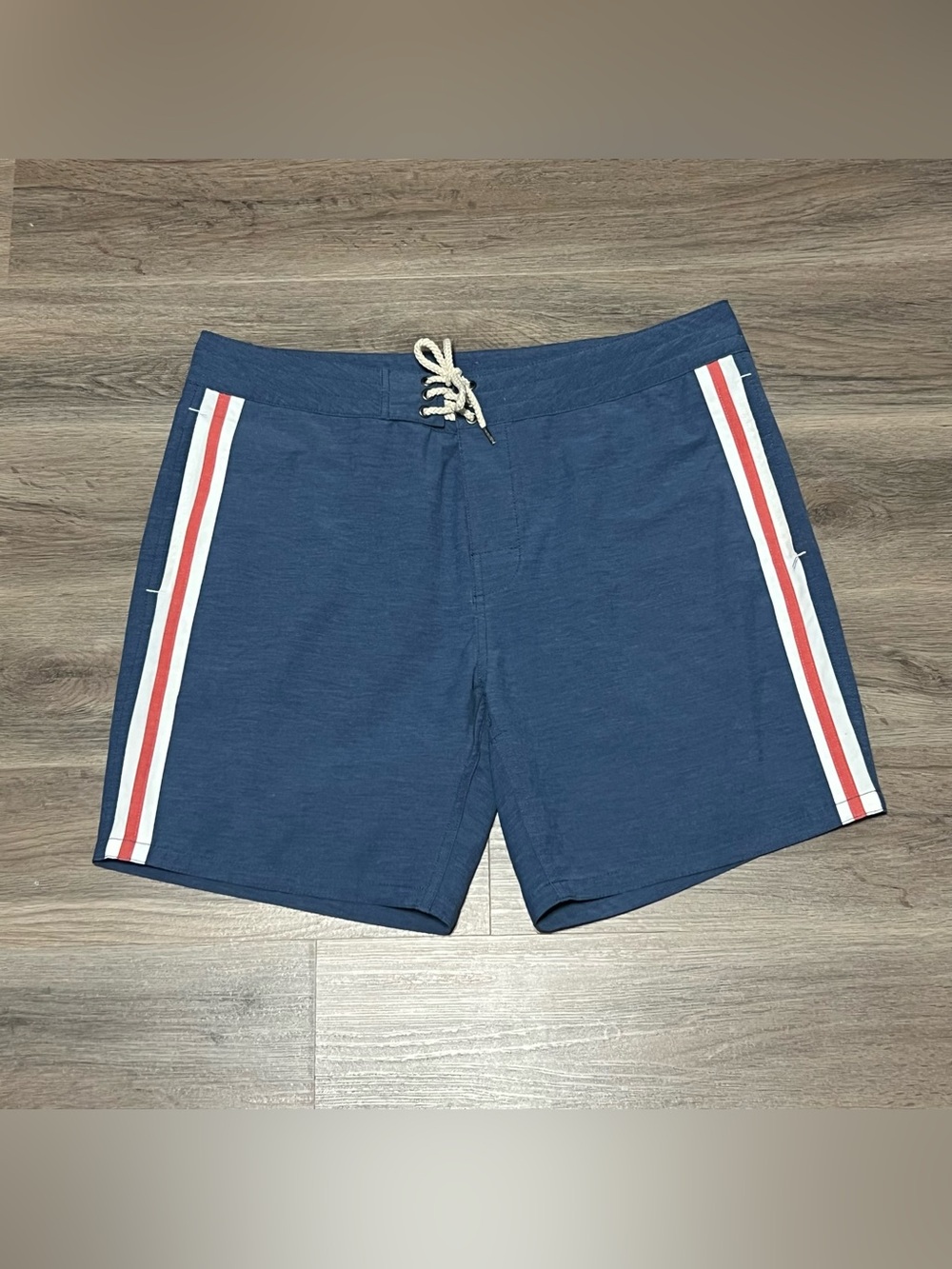 Faherty Men's 36 Beacon Board Shorts Swim Trunks Blue Striped Stretch Pockets